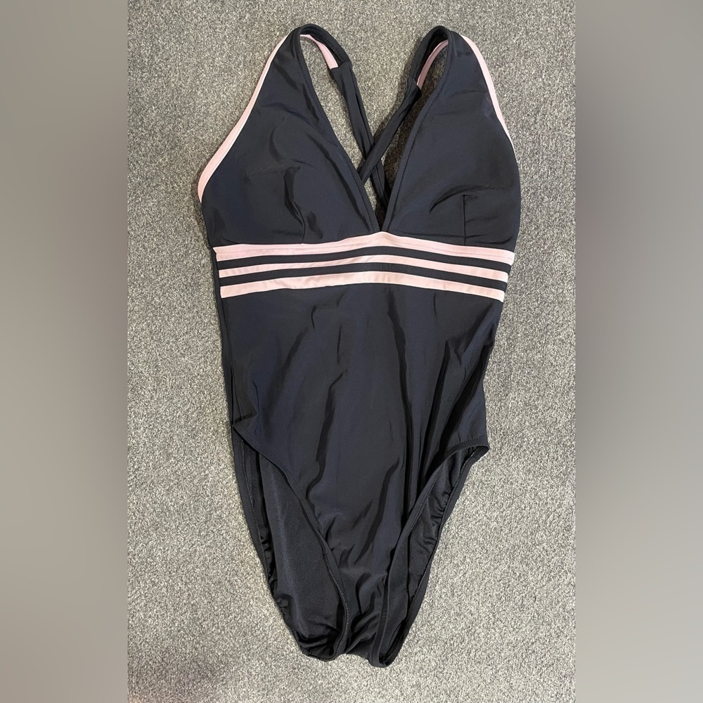 Jamaica Black and Pink One-Piece Swimsuit Size 14